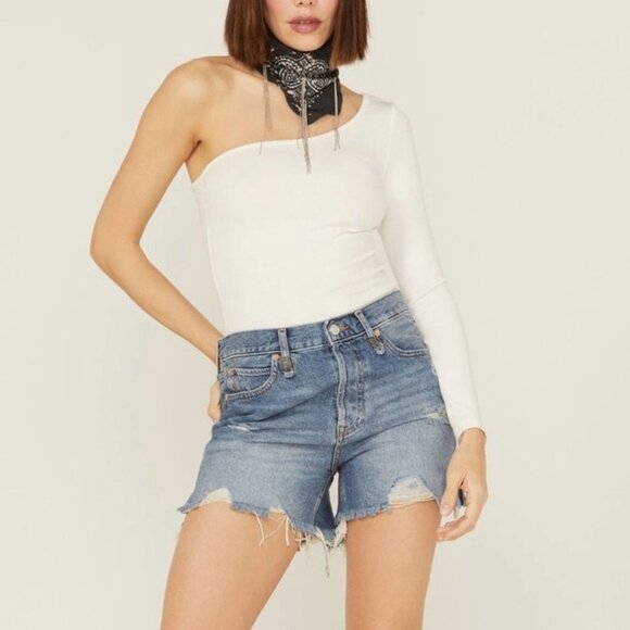Free People Makai Cut Off Denim Shorts Size 25 - Picture 10 of 12